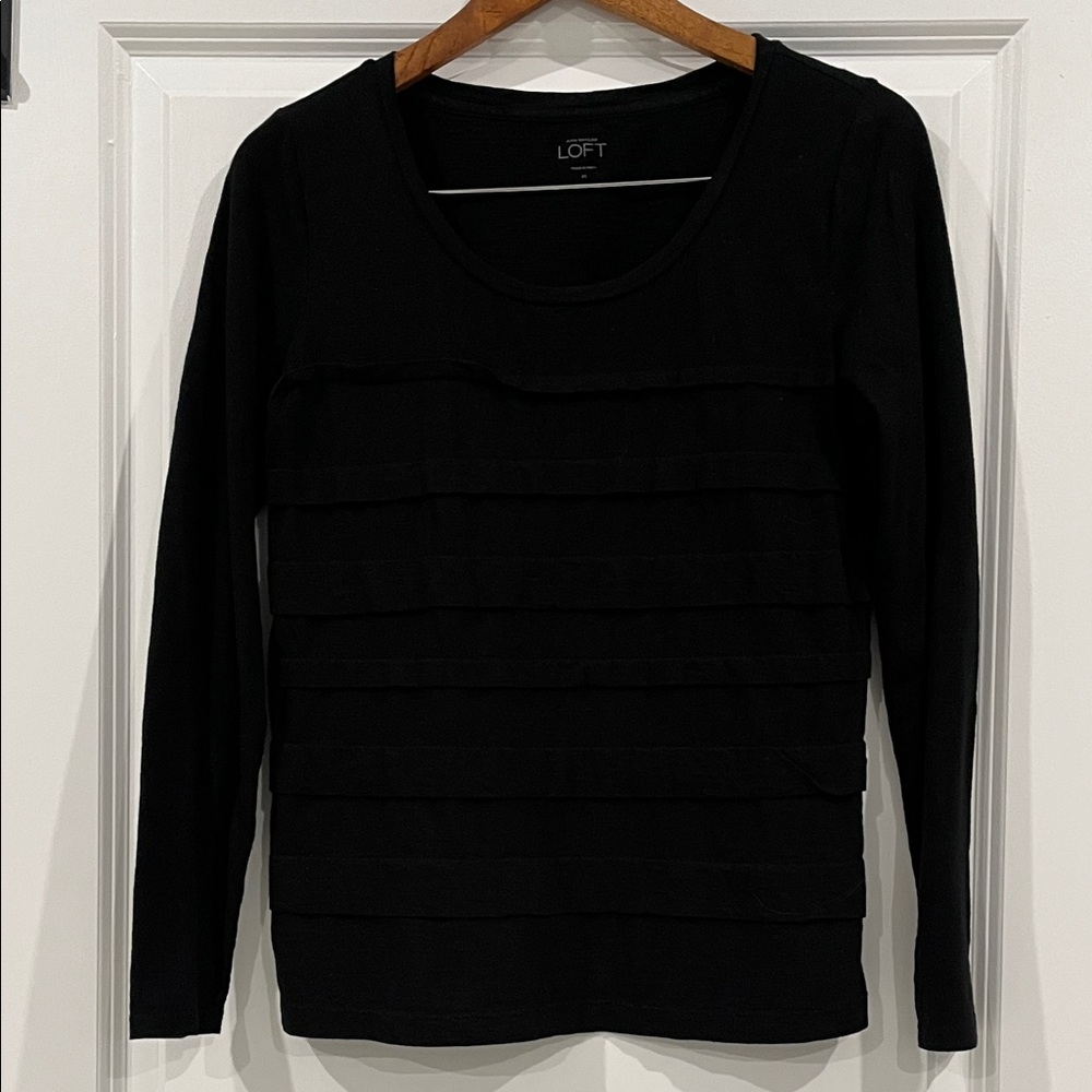 LOFT Elegant Black Tiered Blouse